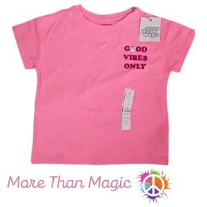 MORE THAN MAGIC Girls Shirt Good Vibes Hippie Pink Cropped Graphic Tee